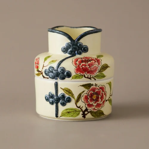 Qipao Peony Hand-Painted 2-in-1 Vase&Fruit Bowl