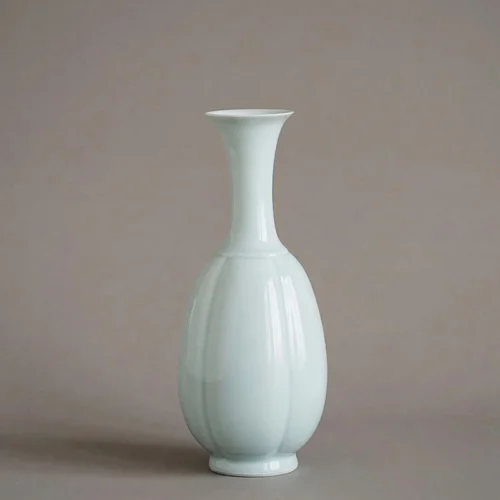 Hand-Carved Antique-Style Celadon Ceramic Vase