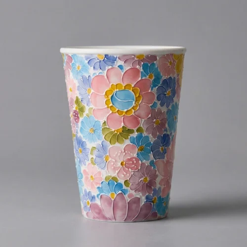 Hand-Painted Floral Soda Can Cup