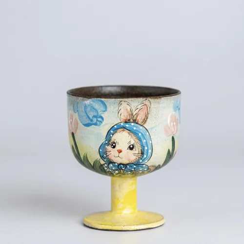 Hand-Painted Vintage Bunny Goblet