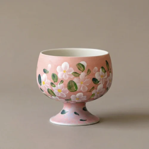 Hand-Painted Blush Cherry Blossom Goblet