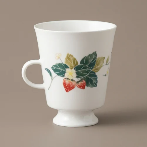 Wild Strawberry Bloom Hand-Painted High-Fire Underglaze Goblet Mug