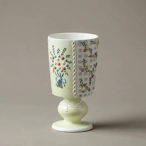 Hand-Painted 3D Floral Bouquet Goblet