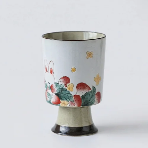 Hand-Carved Strawberry Bunny Goblet