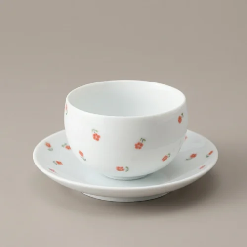 Spring Ditsy Floral Hand-Painted Underglaze Coffee Cup & Saucer Set