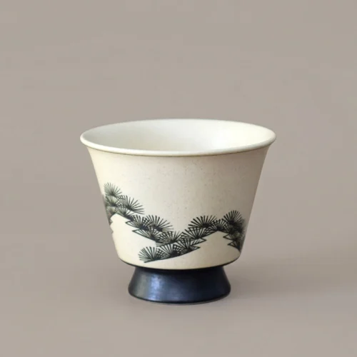 Pine Luster Hand-Painted High-Fire Underglaze Goblet Coffee Cup