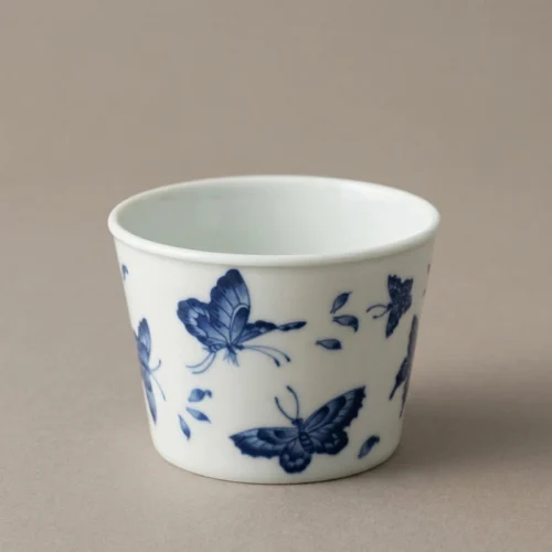 Blue-and-White Butterfly Hand-Painted High-Fire Underglaze Coffee Cup