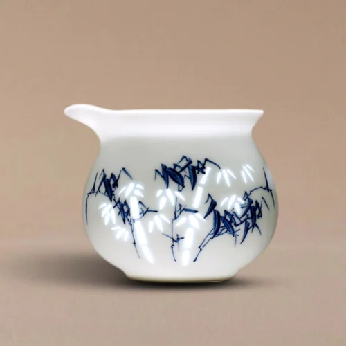 Hand-Carved Blue & White Bamboo Fairness Pitcher