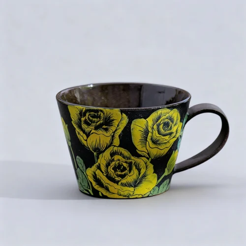 Hand-Painted High-Fire Under-Glaze Purple Clay Coffee Cup
