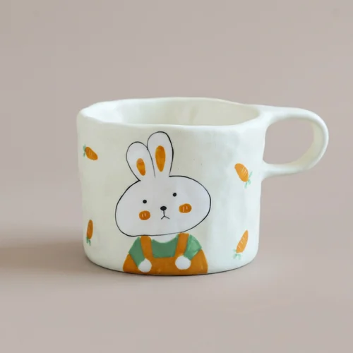 Hand-Pinched Carrot Bunny Mug
