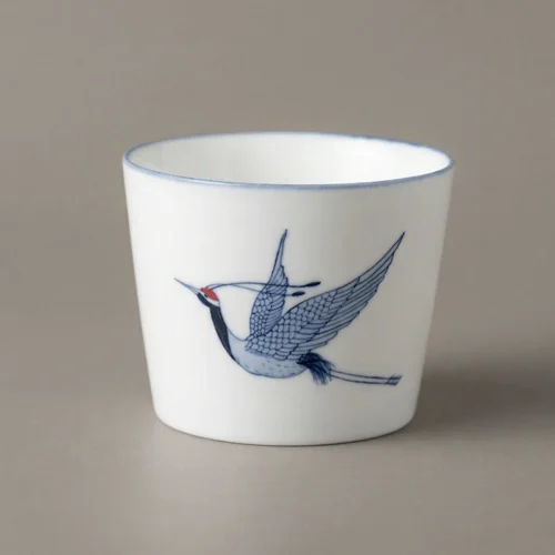 Red-Crowned Crane Hand-Painted High-Fire Underglaze Cup