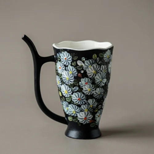 Hand-Painted Rock Color Daisy Straw Mug