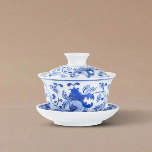 Hand-Painted Blue & White "Three Abundances" Gaiwan