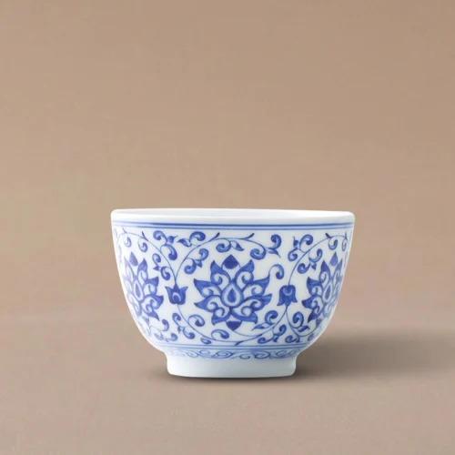 Hand-Painted Blue & White Interlocking Lotus Master Tea Cup