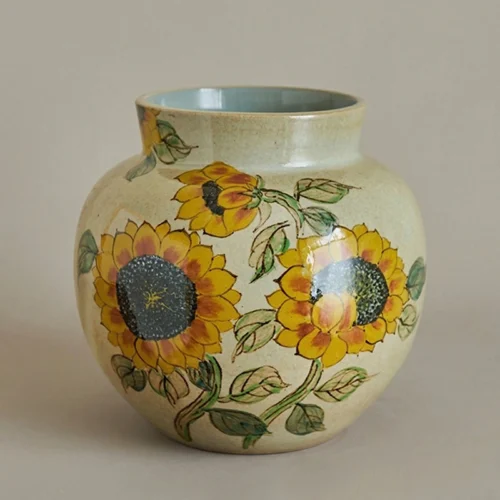 Hand-Painted Sunflower Ceramic Vase