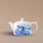 Hand-Painted Blue & White "Pavilion & Mountains" Well-Curb Teapot