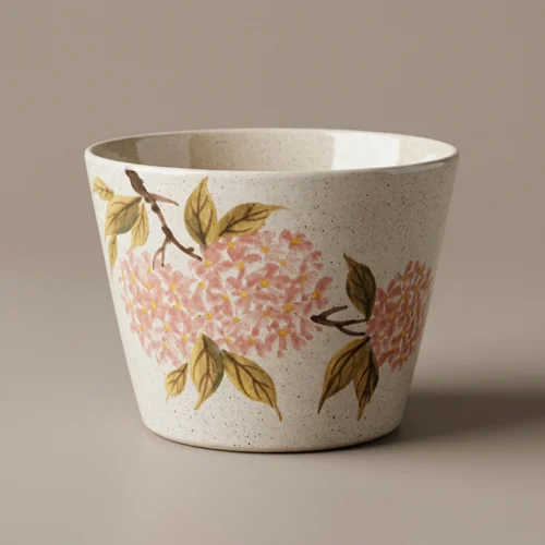 Hand-Painted Hydrangea  Latte Art Cup