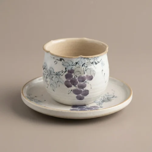 Jingdezhen Handmade Crackle Glaze Blue & White Grape Cup